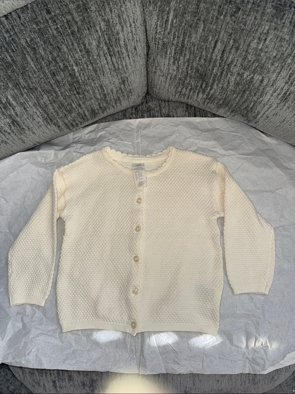 H&M TEXTURED COTTON-KNIT CARDIGAN